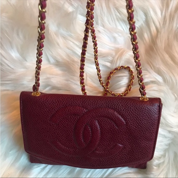 Authentic Chanel Micro Mini Dark Red Caviar Flap Bag - Picture 2 of 7